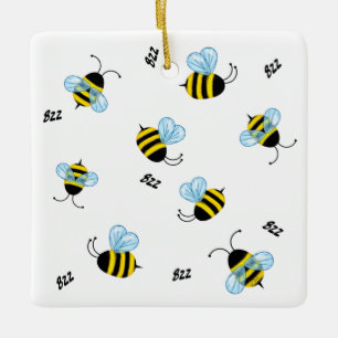 Busy Buzzing Hummelbienen fröhlich Keramikornament