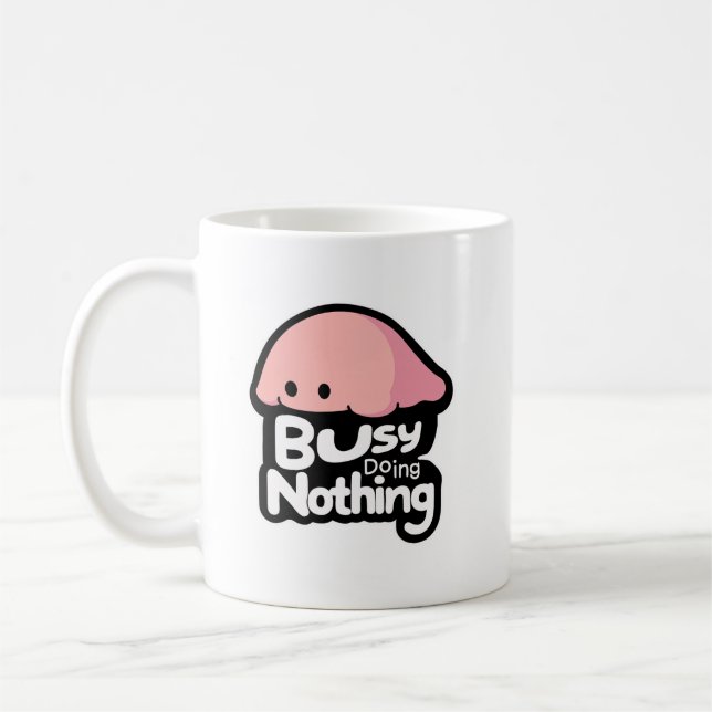 Busy Doing Nothing - Cute Pink Blob Kaffeetasse (Links)