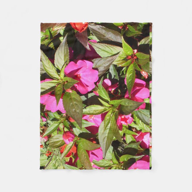 Busy Lizzie Pink und Green Fleecedecke (Vorderseite)