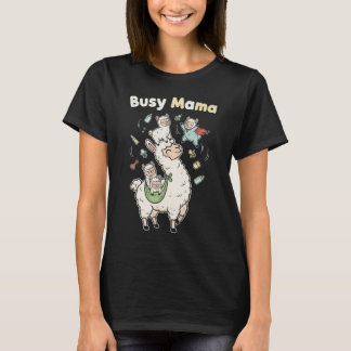 Busy Mama Humorous Juggling Llama Cartoon T-Shirt
