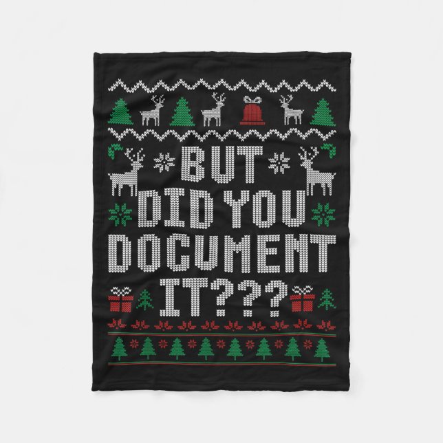 But Did You Doent It Funny Office Christmas Ugly S Fleecedecke (Vorderseite)