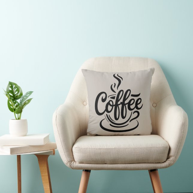 But First Coffee | Chic Modern Script Typography D Kissen (Stuhl )