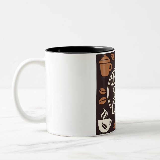 "But First, Coffee" - Fuel Your Day Zweifarbige Tasse (Links)