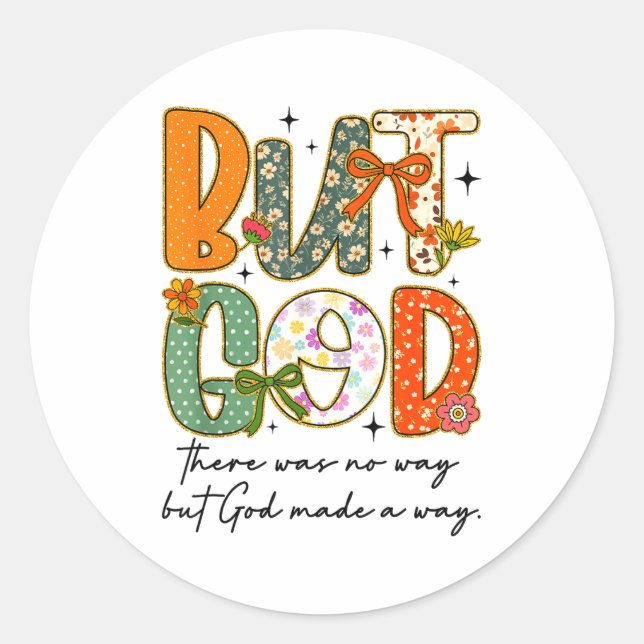 But God Christian Autumn Thankful Coquette Bow Tha Runder Aufkleber (Vorderseite)