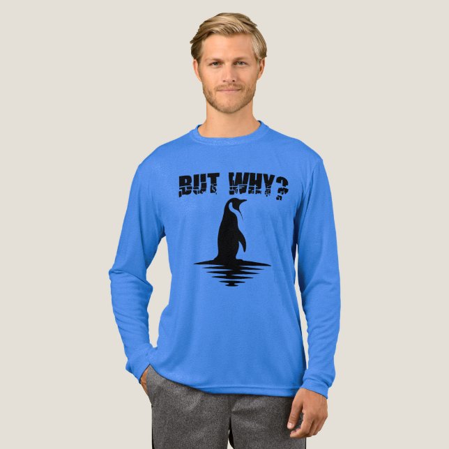But Why Penguin, Penguin Walking Graphic Tri-Blend Shirt (Volle Vorderseite)