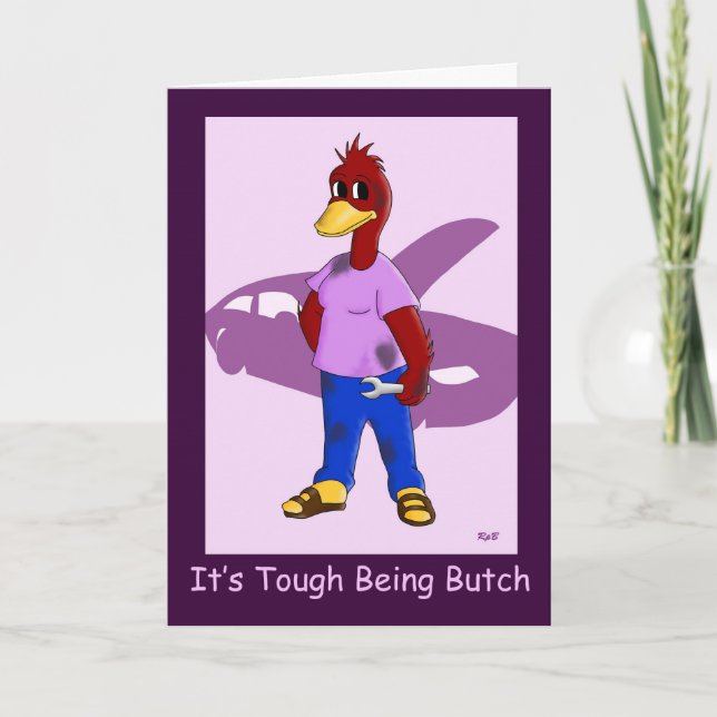 Butch Duck: Lesbian zum Geburtstag Karte (Vorderseite)