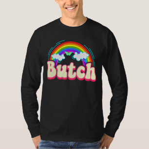 Butch Rainbow Buttons Femme Lesbian Pride Tomboy Q T-Shirt