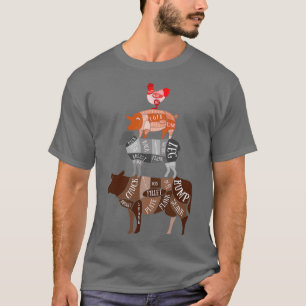 Butcher Fleisch Schneidet Diagramm Butcher Koch So T-Shirt