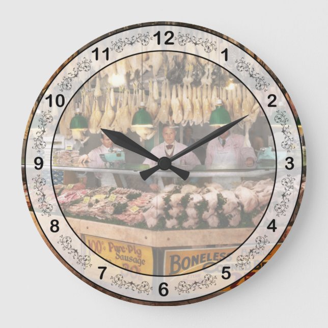 Butcher - Hooked on Hühner 1931 Große Wanduhr (Vorderseite)