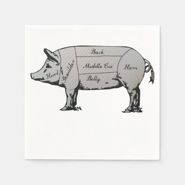 Butcher Pig Diagramm Serviette (Vorderseite)