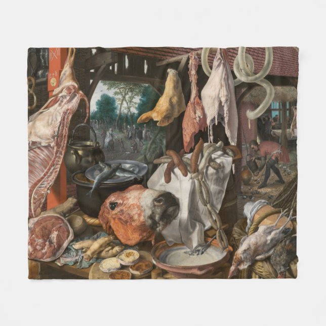 Butcher-Stall (von Pieter Aertsen) Fleecedecke (Vorderseite (Horizontal))