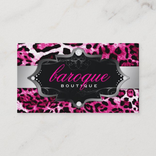Butike-heißes Rosa-Leopard des Barock-311 Visitenkarte (Vorderseite)