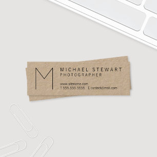 Butike-Minimalistisches Monogramm-Braunes Mini Visitenkarte