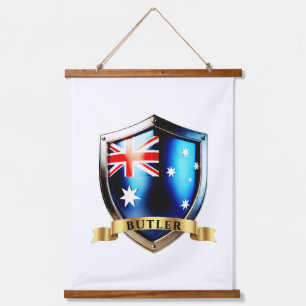 Butler Australia Heraldic Name Shield Wandteppich Mit Holzrahmen