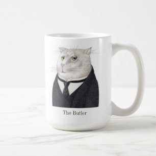 BUTLER CAT hohe weiße Tasse + Text