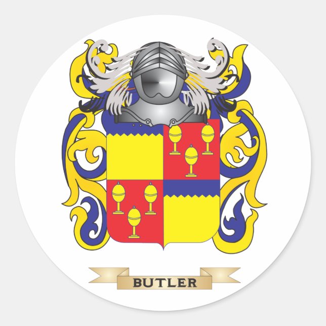 Butler Coat of Arms (Familienwappen) Runder Aufkleber (Vorderseite)