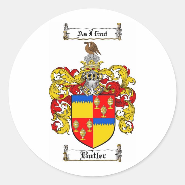 BUTLER-FAMILIENWAPPEN - BUTLER-WappenCOAT Runder Aufkleber (Vorderseite)