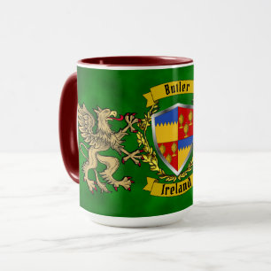 Butler Irischer Schild & Greifen Personalisiert  Tasse