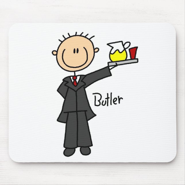 Butler-Strichmännchen-Mauspad Mousepad (Vorne)