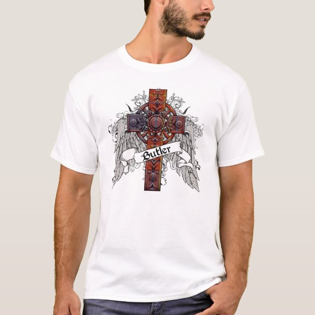 Butler-Tartan-Kreuz T-Shirt (Vorderseite)