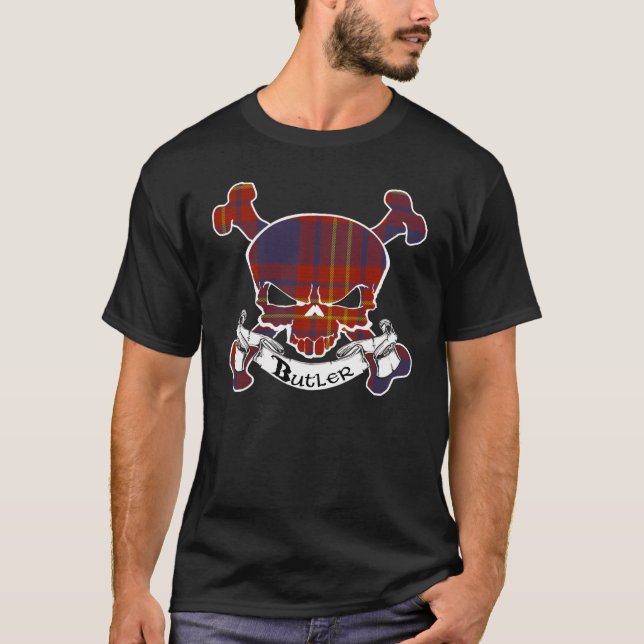Butlertartan-Schädel-Shirt T-Shirt (Vorderseite)