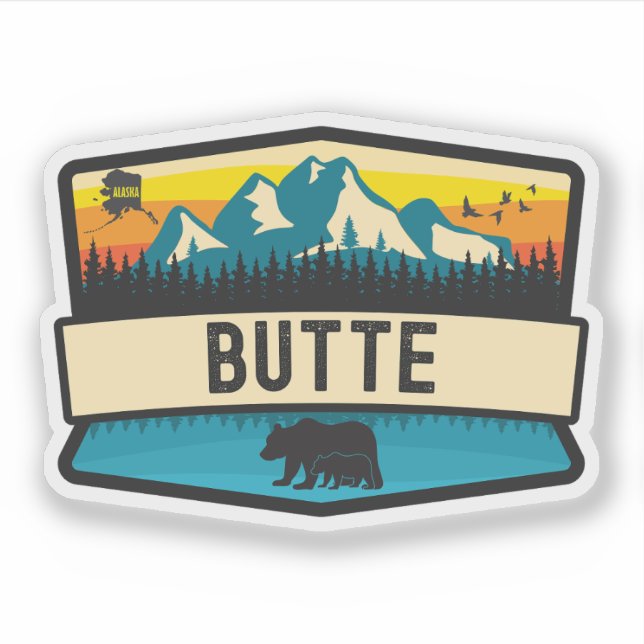 Butte, Alaska Aufkleber (Vorderseite)