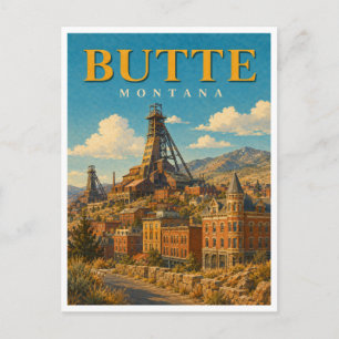 Butte Montana Bergbau-Fördertürme GeoSaga Postkarte