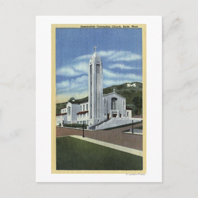 Butte, Montana - Unbefleckte Empfängnis Postkarte (Vorderseite)
