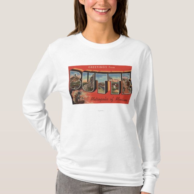 Butte, MontanaLarge Buchstabe ScenesButte, M.Ü. 2 T-Shirt (Vorderseite)