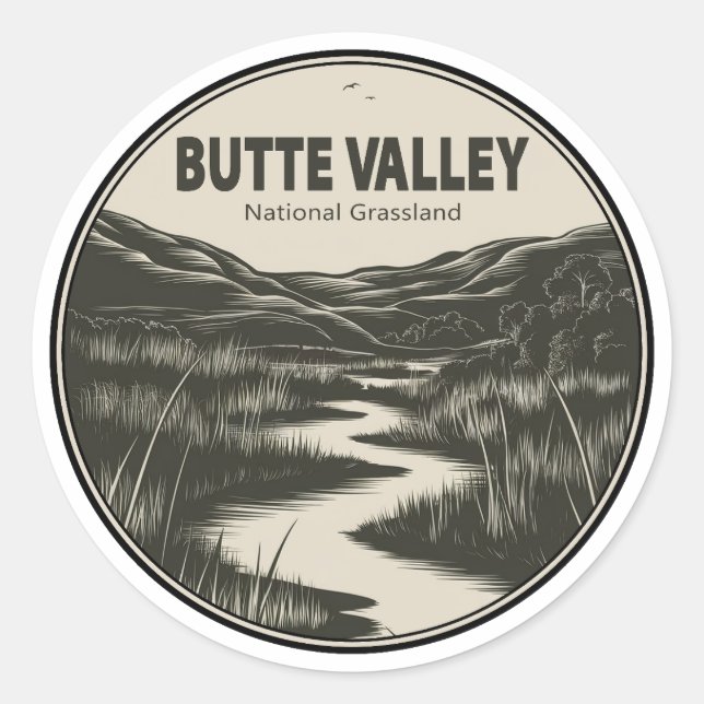 Butte Valley National Grassland California Stream Runder Aufkleber (Vorderseite)
