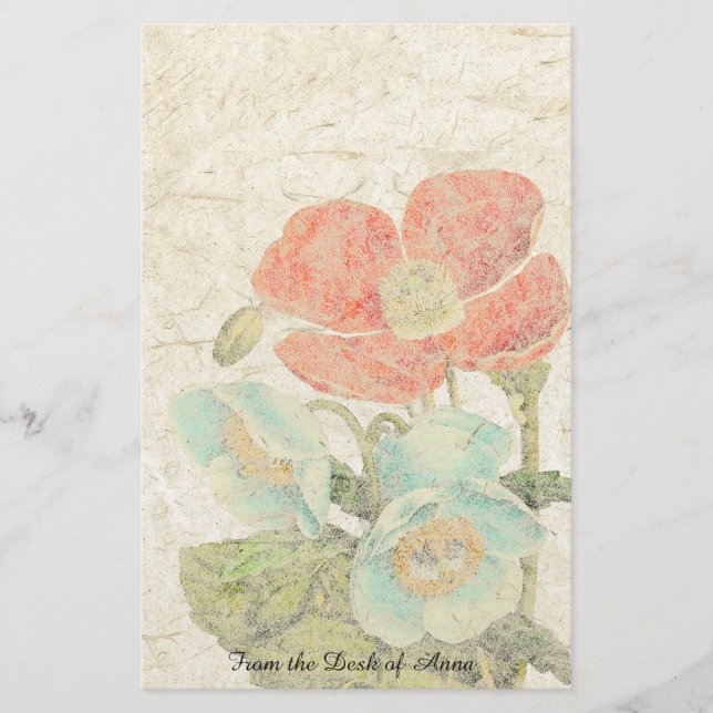 Büttenpapier-orientalische Mohnblumen-Blumen mit Briefpapier (Vorderseite)