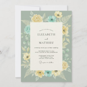 Butter-Aqua-Farn-Hochzeit Einladung