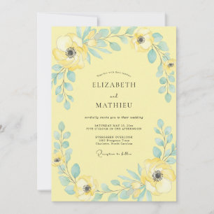 Butter Aqua Foliage Eucalyptus Hochzeit Einladung
