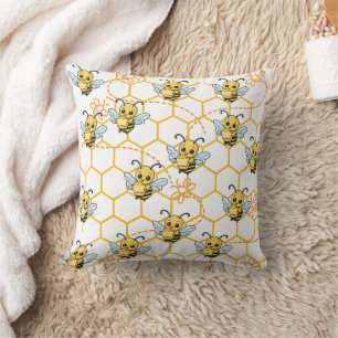 Butter Bee Buzzing Print Kissen
