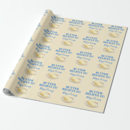 Butter Believe It Yellow Gingham Boy Baby Shower Geschenkpapier