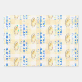 Butter Believe It Yellow Gingham Boy Baby Shower Geschenkpapier Set
