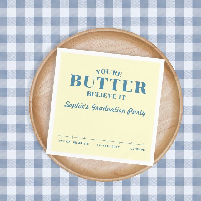 Butter Believe It Yellow Grade AA 2026 Graduation Serviette (Butter Believe It Yellow Grade AA 2026 Graduation Napkins)