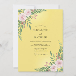 Butter Blush Blatt Hochzeit Einladung
