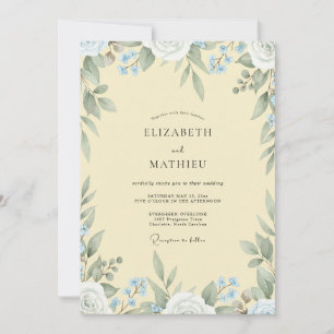 Butter Cornflower Blatt Hochzeit Einladung
