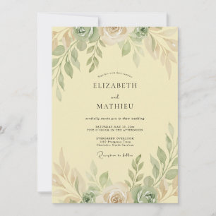 Butter Foliage Taupe Eucalyptus Hochzeit Einladung