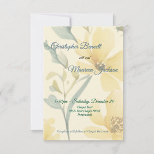 Butter Gelb blass Blütenblau RSVP Karte