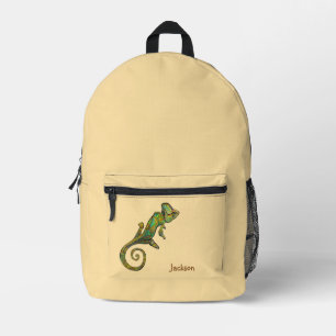 Butter Gelb Gemusterte Eidechse mehrfarbig Bedruckter Rucksack