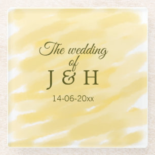 Butter gelbe Pastellgelbe die Hochzeit des Paares  Glasuntersetzer