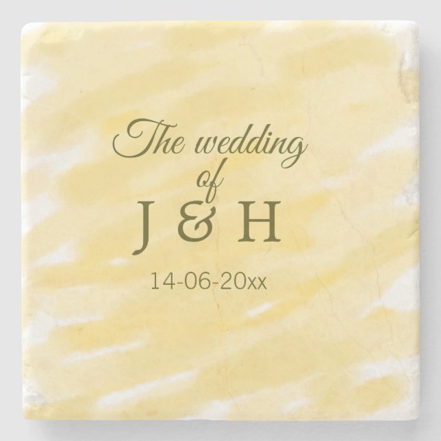 Butter gelbe Pastellgelbe die Hochzeit des Paares  Steinuntersetzer (Vorderseite)