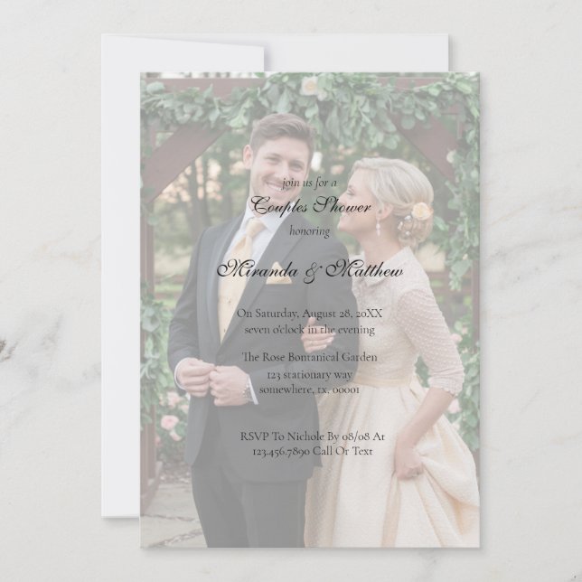 Butter-Gelbe Rose Bouquet Couples Dusche Einladung (Vorderseite)