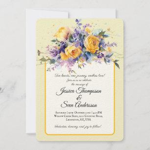 Butter Gelbe Wasserfarbe Elegante Hochzeit Einladung