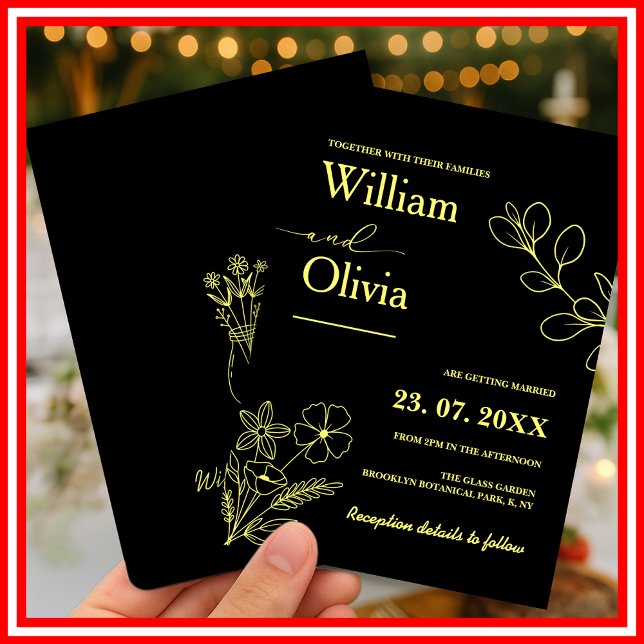 Butter Gelbe Wildblume Einladung Hochzeit (Von Creator hochgeladen)