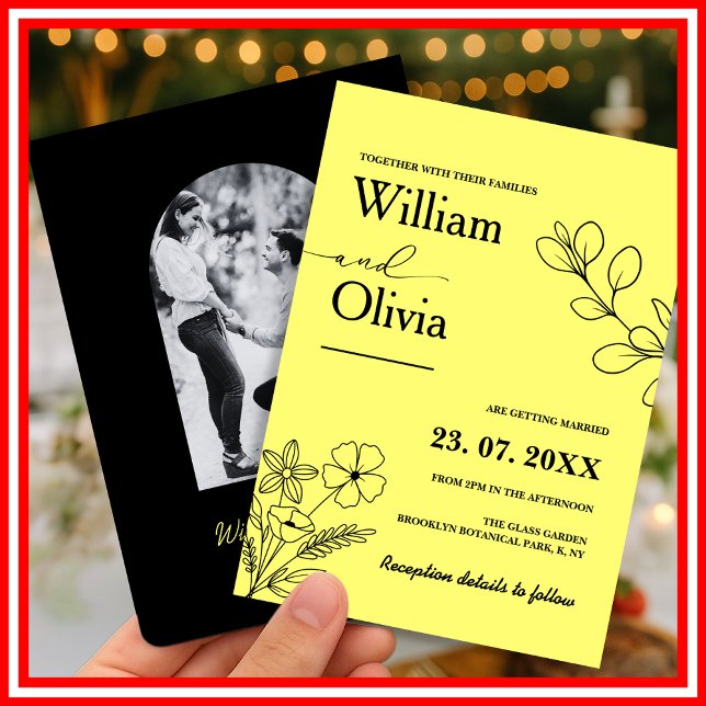 Butter Gelbe Wildblume Foto Hochzeit Einladung (Von Creator hochgeladen)