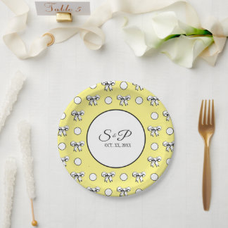 Butter Gelber Polka Dot Weißer Bogen Personalisier Pappteller