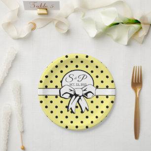 Butter Gelber Polka Dot Weißer Bogen Personalisier Pappteller